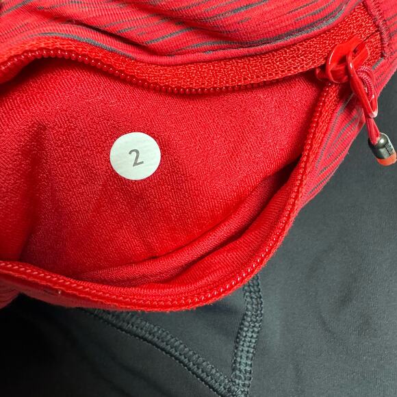 Lululemon Run For Your Life Crop Size 2 Running Leggings Deep Coal Space Red - Picture 11 of 14